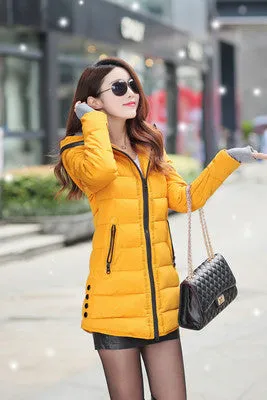 Women's Hooded Cotton-Padded Jacket Winter Medium-Long Cotton Coat Plus Size Down Jacket Female Slim Ladies Jackets Coats Gift