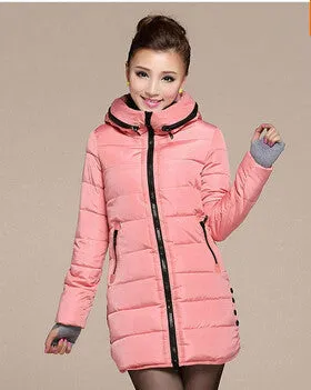 Women's Hooded Cotton-Padded Jacket Winter Medium-Long Cotton Coat Plus Size Down Jacket Female Slim Ladies Jackets Coats Gift