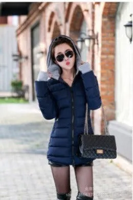 Women's Hooded Cotton-Padded Jacket Winter Medium-Long Cotton Coat Plus Size Down Jacket Female Slim Ladies Jackets Coats Gift
