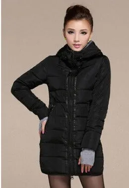 Women's Hooded Cotton-Padded Jacket Winter Medium-Long Cotton Coat Plus Size Down Jacket Female Slim Ladies Jackets Coats Gift