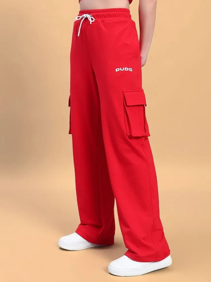 WOMEN'S JESS 5 POCKET RELAXED FIT JOGGERS (RED)