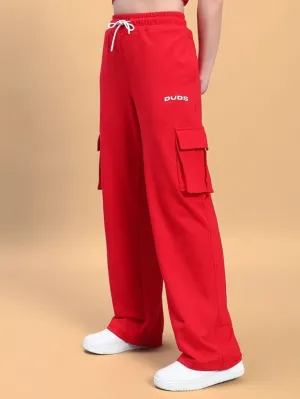 WOMEN'S JESS 5 POCKET RELAXED FIT JOGGERS (RED)