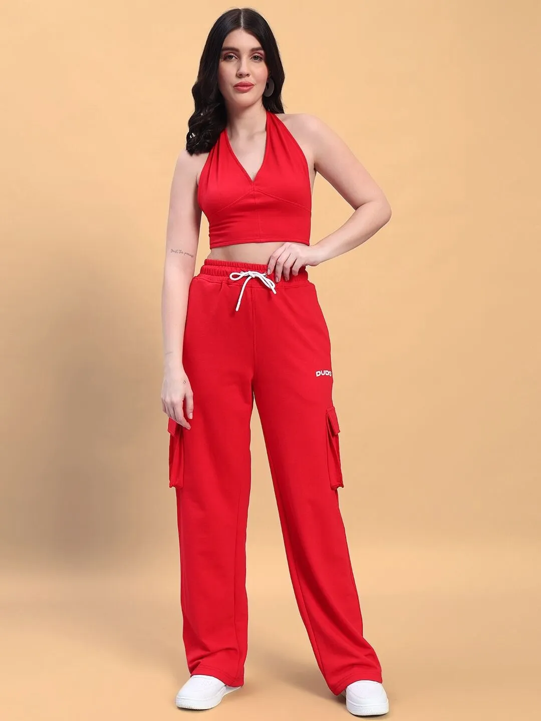 WOMEN'S JESS 5 POCKET RELAXED FIT JOGGERS (RED)