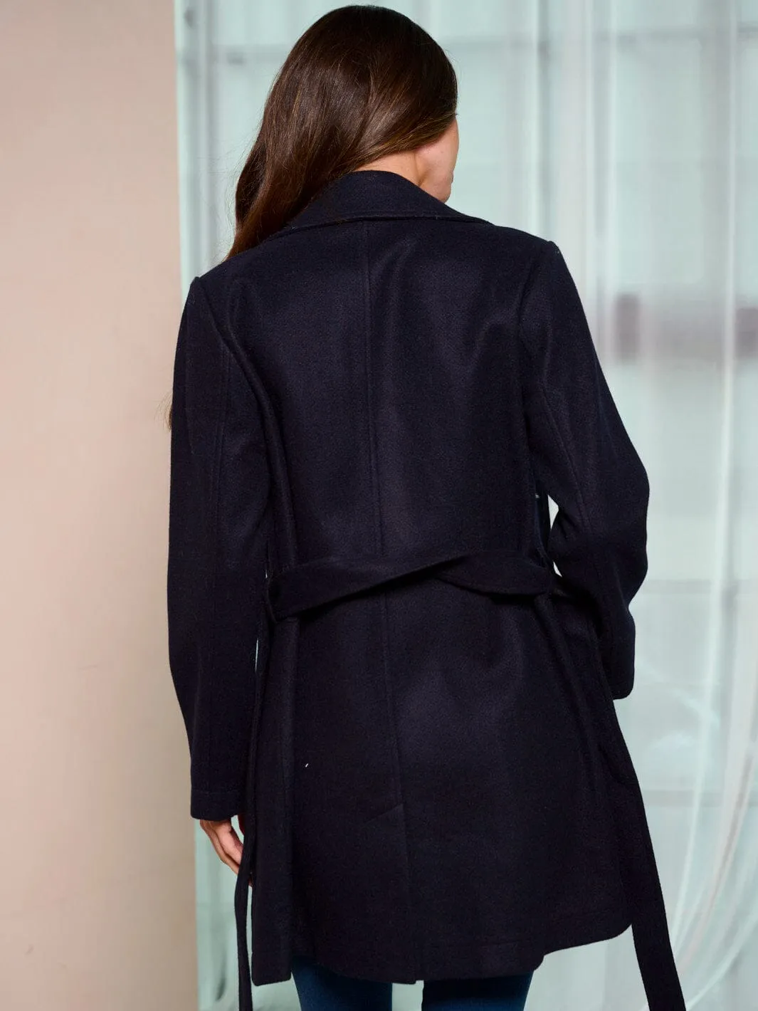 WOMEN'S LONG SLEEVE BUTTON CLOSURE FRONT POCKETS COAT