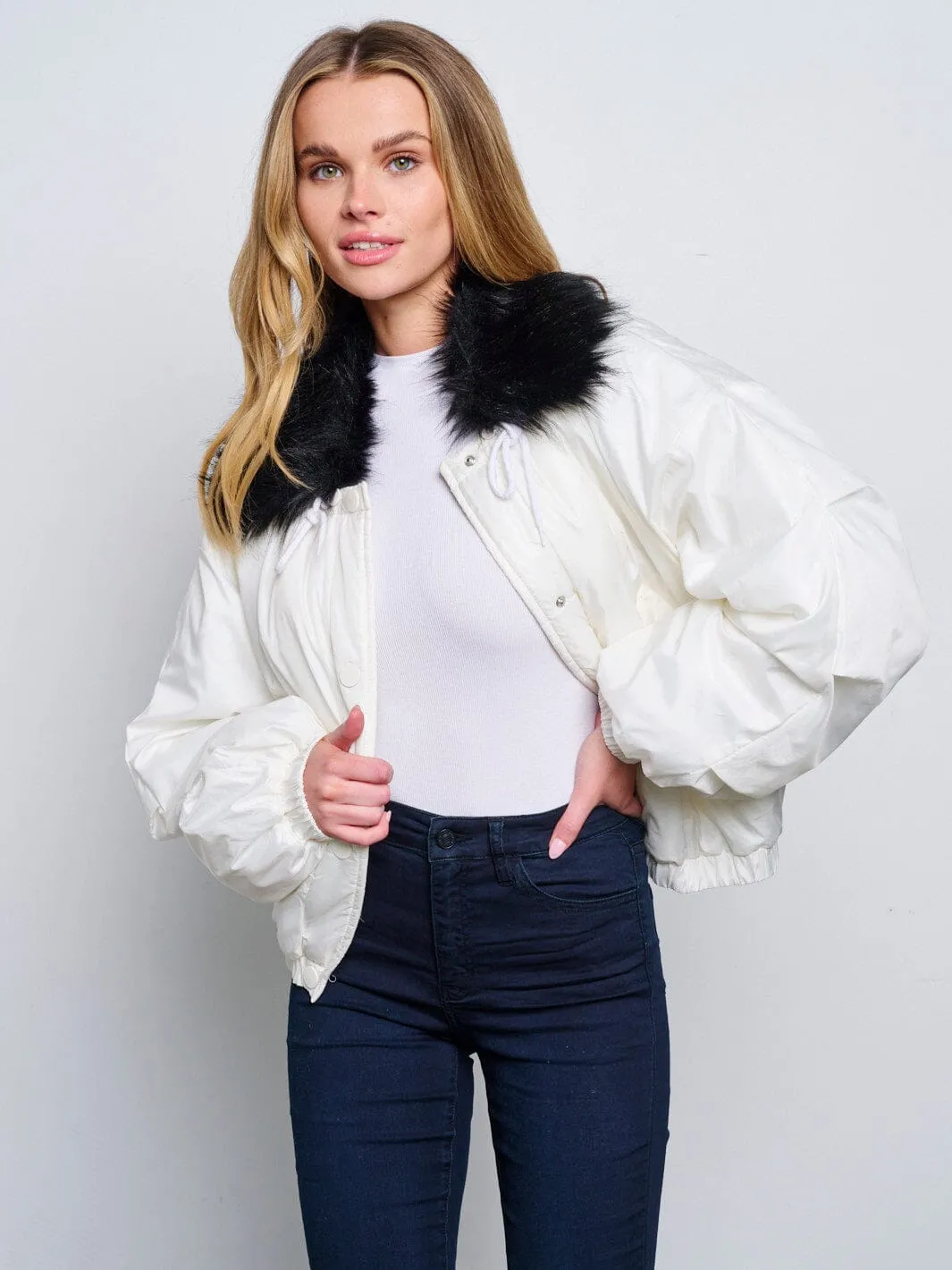 WOMEN'S LONG SLEEVE BUTTON UP REMOVABLE NECK COLORBLOCK JACKET