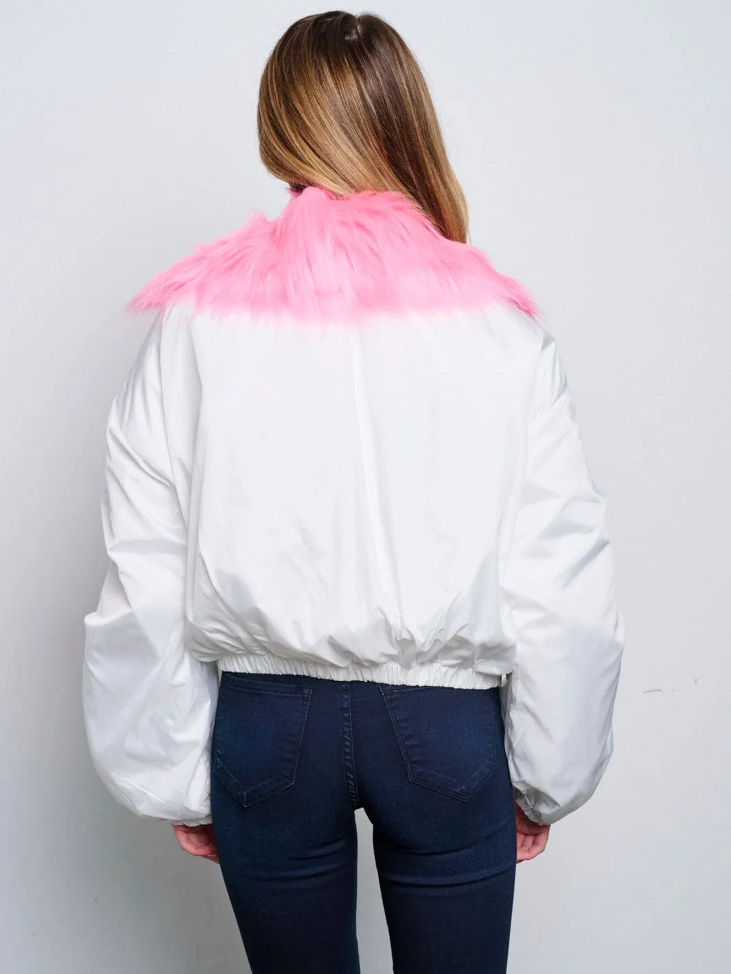 WOMEN'S LONG SLEEVE BUTTON UP REMOVABLE NECK COLORBLOCK JACKET