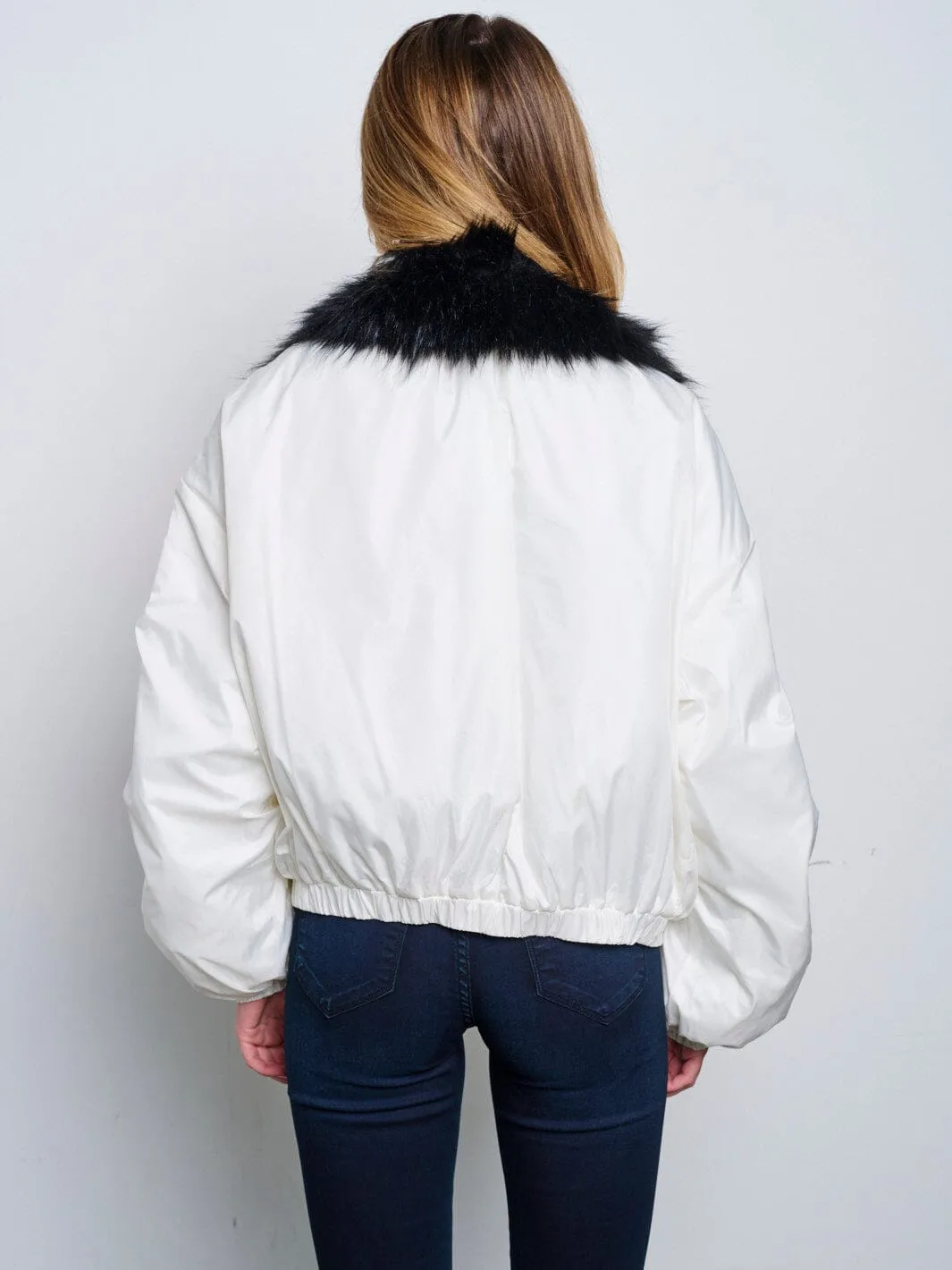 WOMEN'S LONG SLEEVE BUTTON UP REMOVABLE NECK COLORBLOCK JACKET
