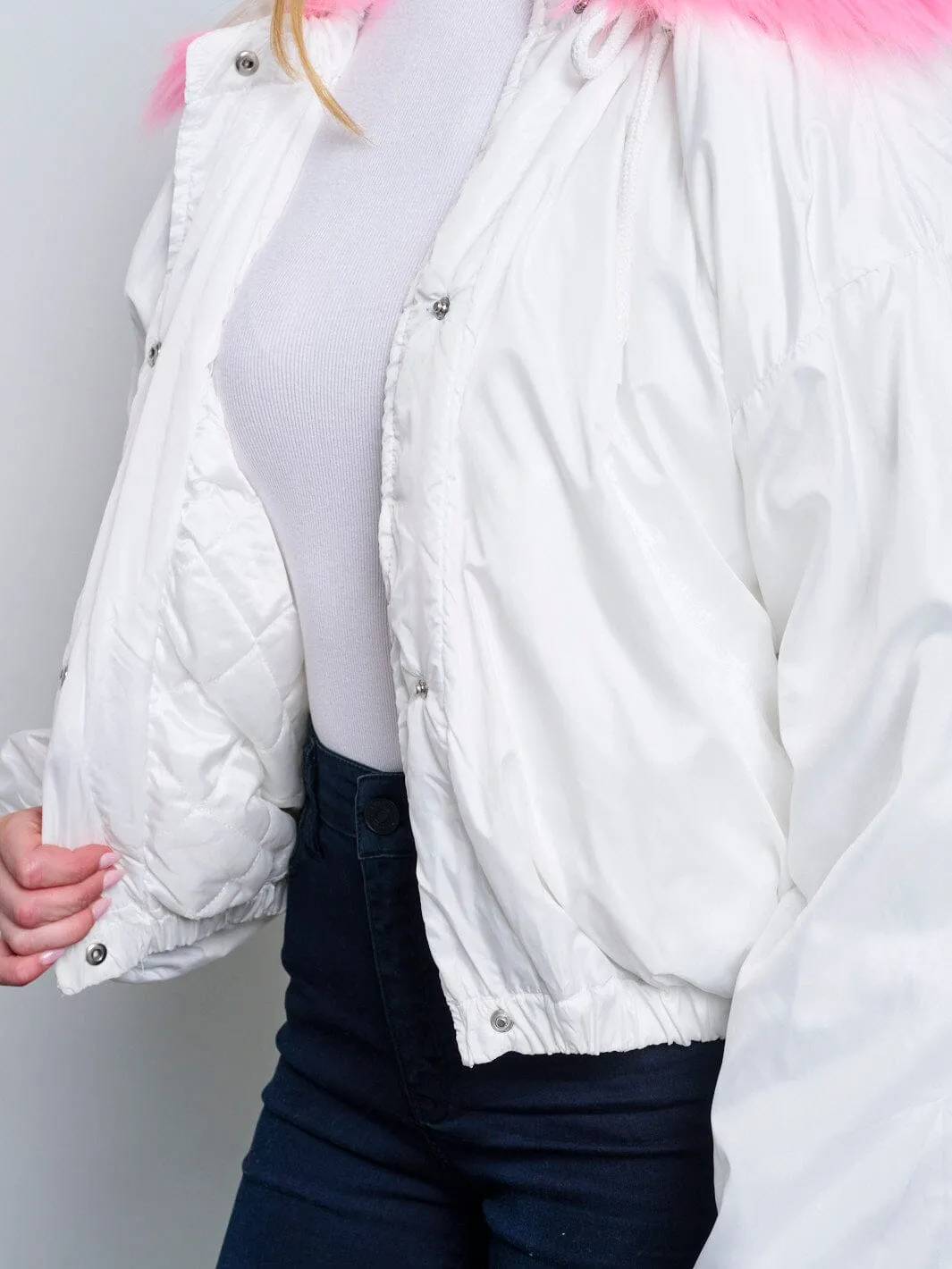 WOMEN'S LONG SLEEVE BUTTON UP REMOVABLE NECK COLORBLOCK JACKET