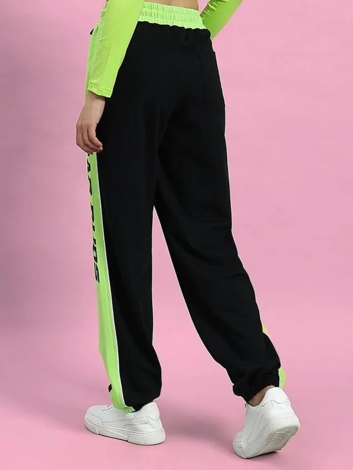 WOMEN'S PEPPY JOGGERS (BLACK-NEON GREEN)