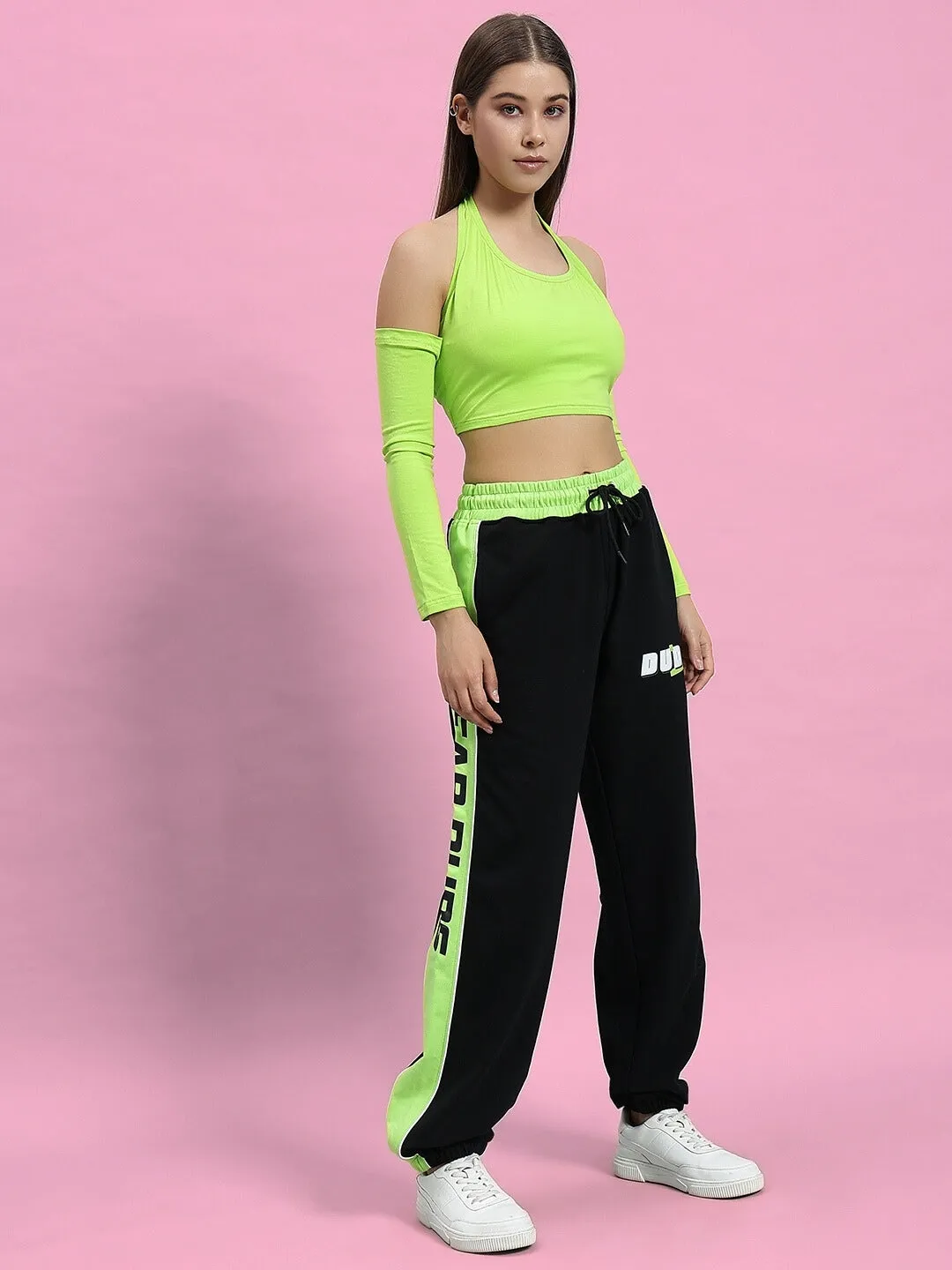 WOMEN'S PEPPY JOGGERS (BLACK-NEON GREEN)