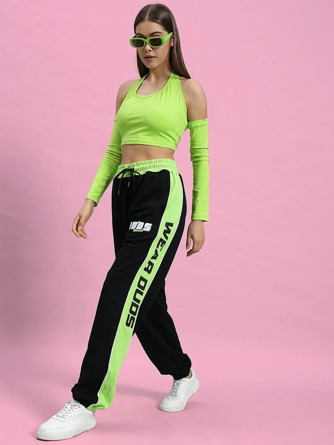 WOMEN'S PEPPY JOGGERS (BLACK-NEON GREEN)