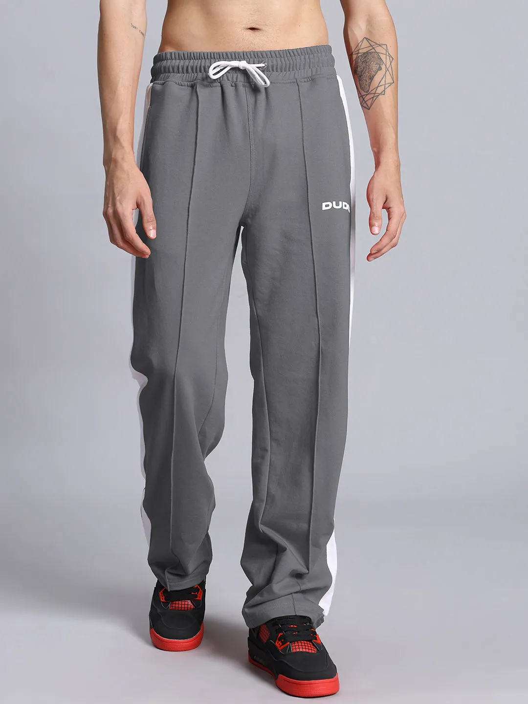 WONDER SLIT ZIPPER JOGGERS (GREY WHITE)