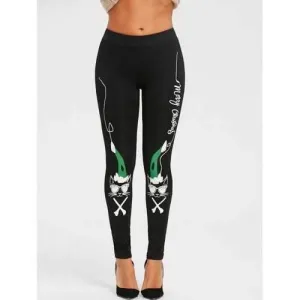 Workout Leggings with Wear Glasses Cat Print - Black S