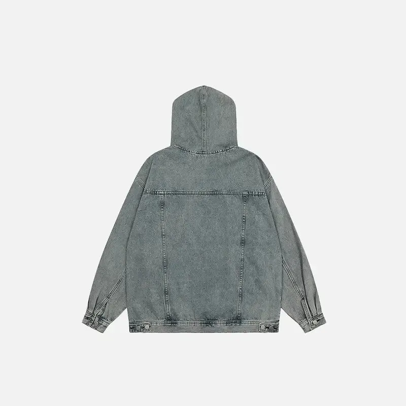 Y2K Denim Jeans Pocket Hoodie for Street Style Comfort