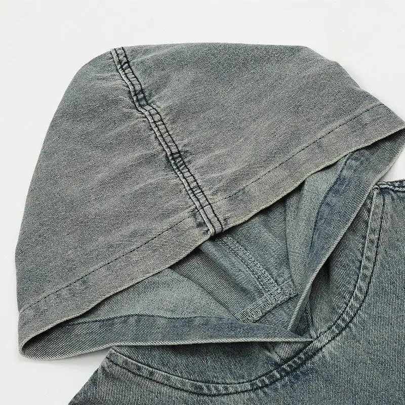 Y2K Denim Jeans Pocket Hoodie for Street Style Comfort