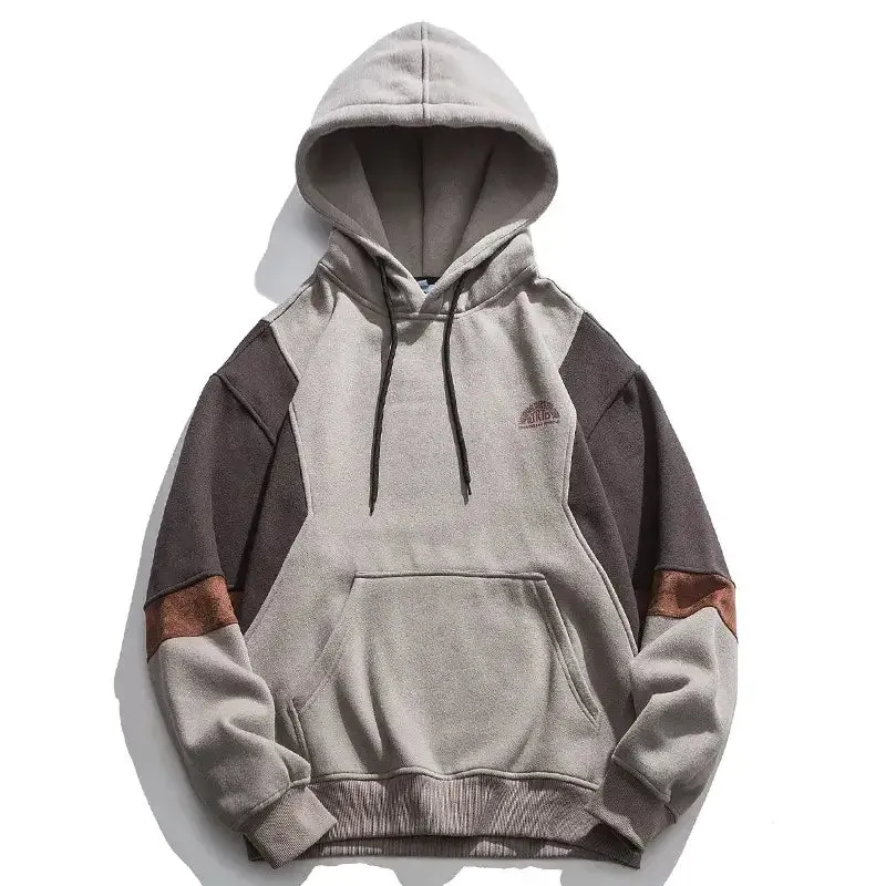 Y2K Loose Fleece Patchwork Hoodie for Stylish Warmth