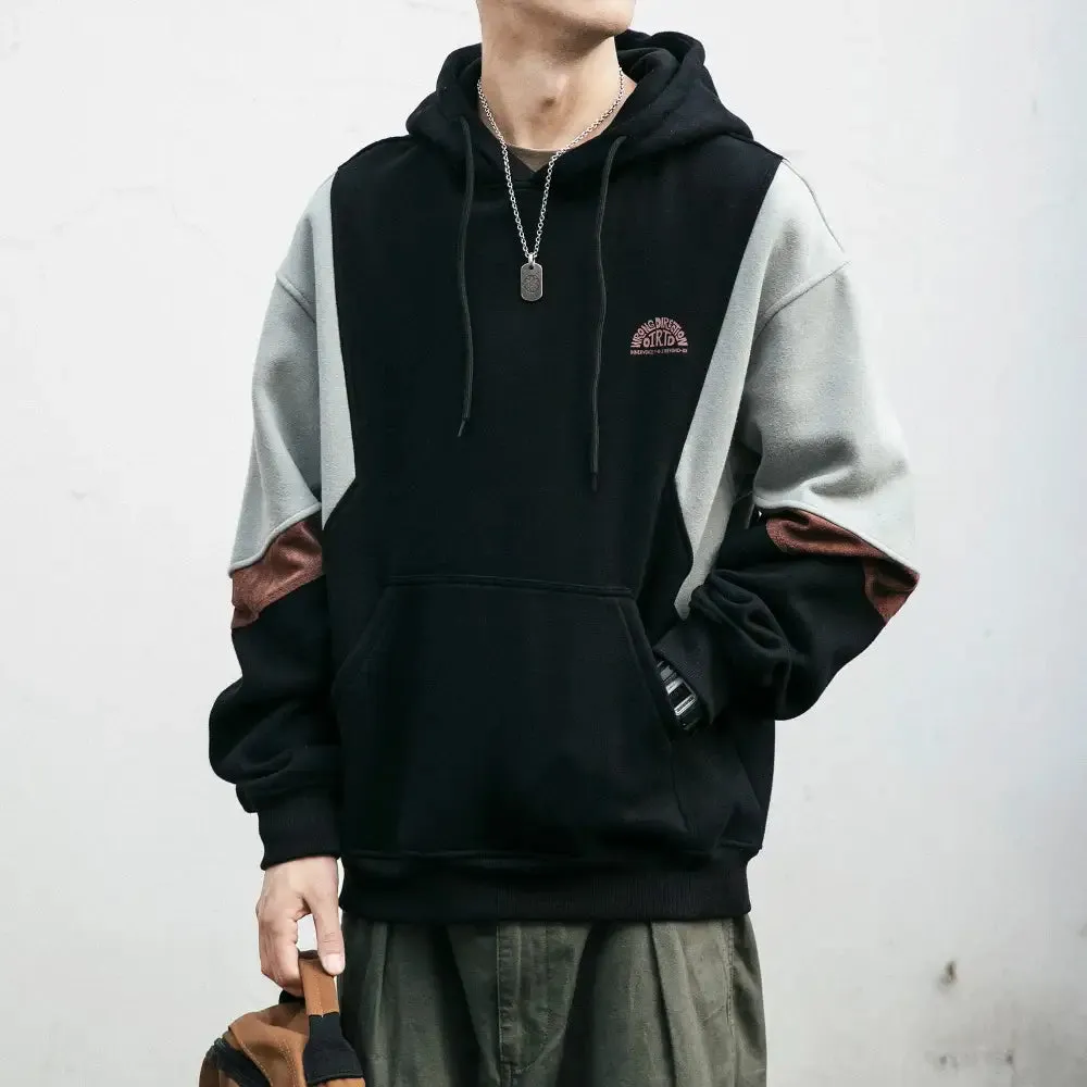 Y2K Loose Fleece Patchwork Hoodie for Stylish Warmth