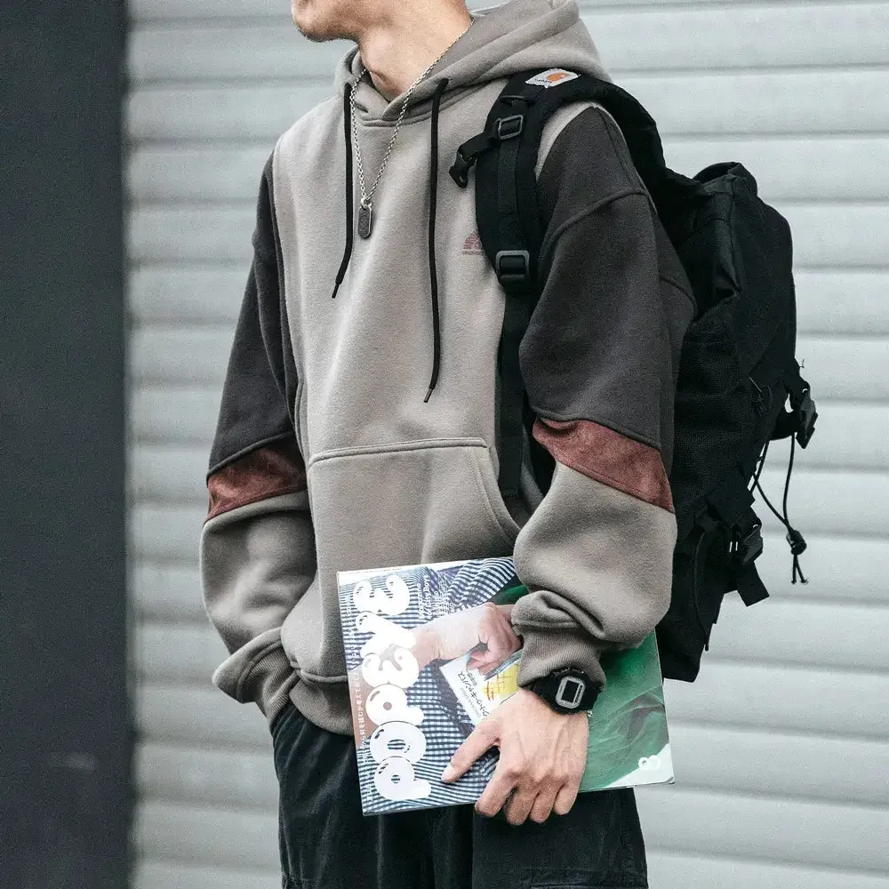 Y2K Loose Fleece Patchwork Hoodie for Stylish Warmth
