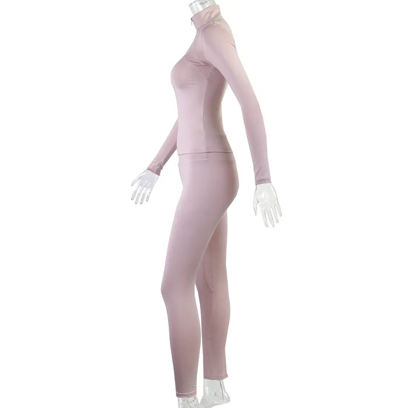 Zip Up Athletic Jacket and Leggings Set