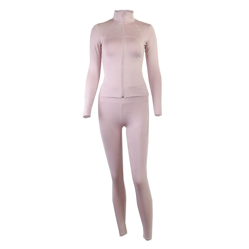 Zip Up Athletic Jacket and Leggings Set